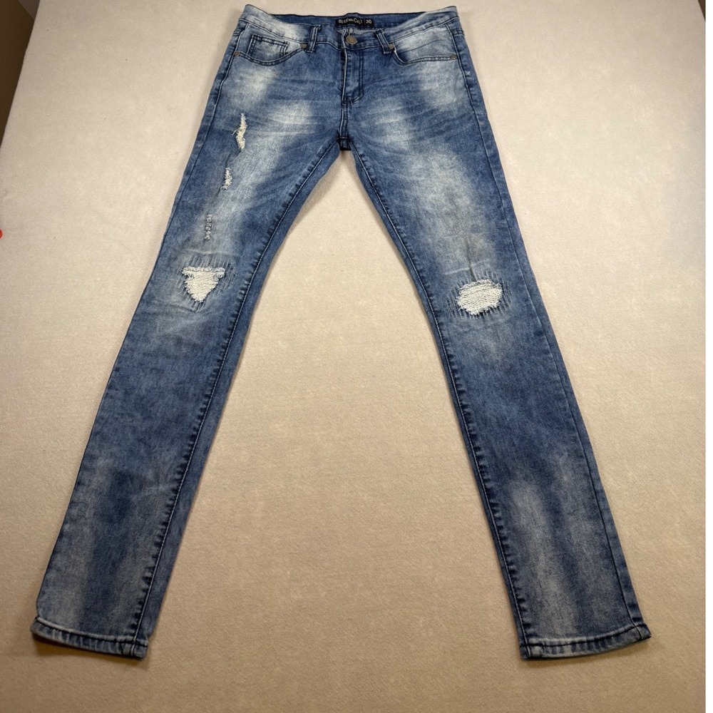 Blue Cult Womens Distressed Skinny Jeans Medium Wash Ripped Denim Size 30